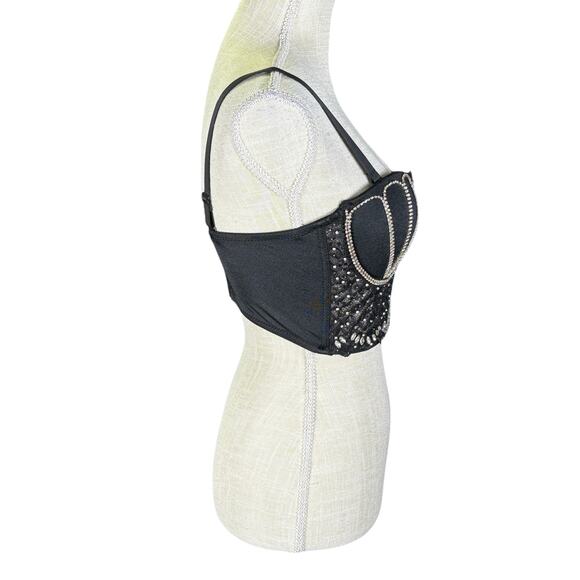 Bejeweled Bustier Corset Crop Top Bra Rhinestone Embellished Size Medium Madonna - Picture 5 of 10